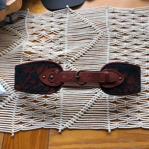 Anthropologie Black Lace and Leather Belt